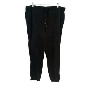 Eileen Fisher Black Pull on Adjustable Tye Waist Joggers Elastic Zipper …